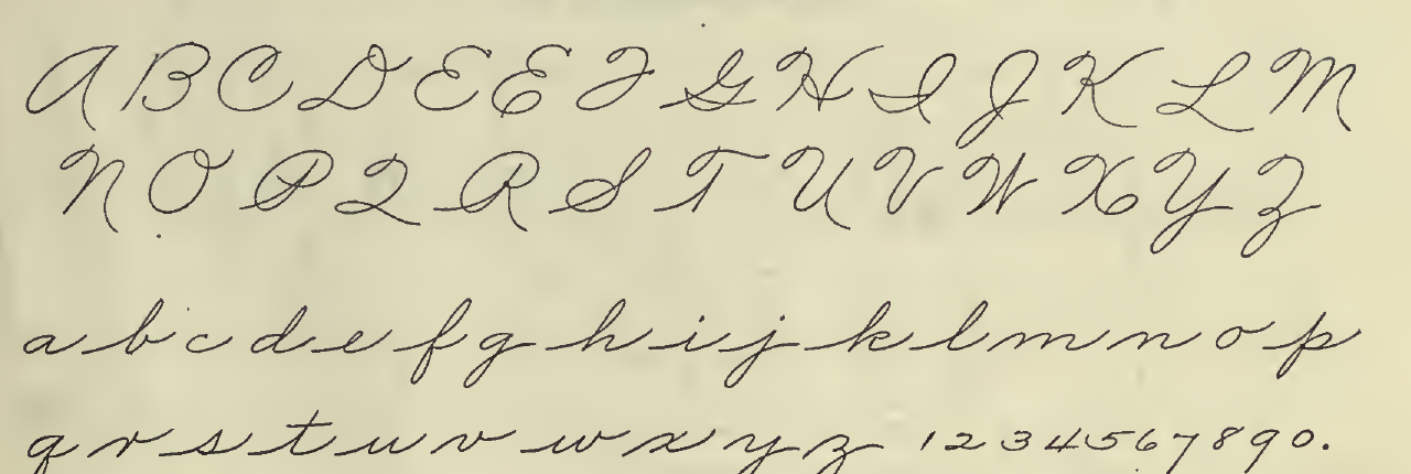 Public-domain Palmer alphabet excerpt showing the capital and lowercase rows that include F and f.